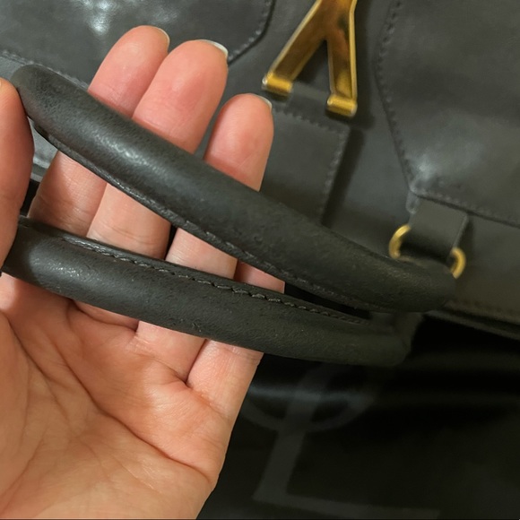 YSL Dark Gray Cabas Chyc Leather Handbag - Picture 8 of 16